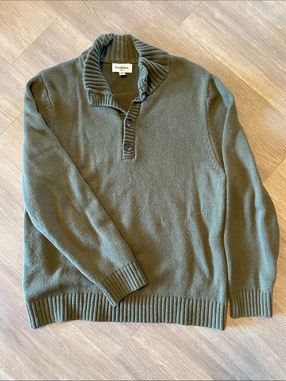 Goodfellow & Co Forest Green Shawl-Collar Zip-Up Sweater